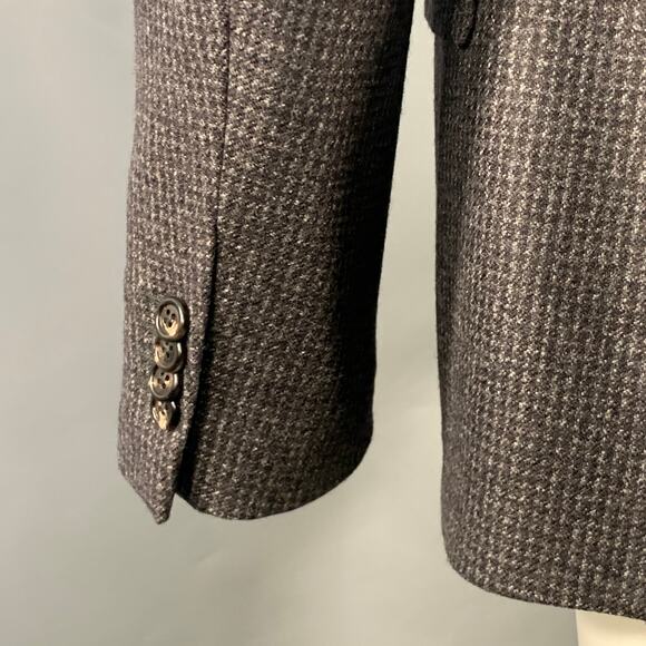 LUIGI BIANCHI Size 40 Regular Grey Charcoal Checkered Notch Lapel Sport Coat - Picture 6 of 10